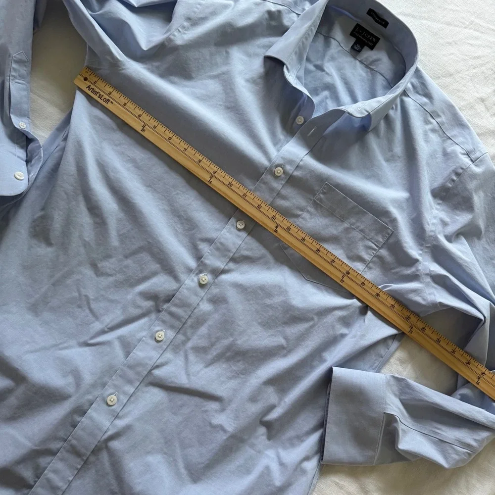 J. Crew Thompson Flex Wrinkle Free Dress Shirt XL 17-17.5 Blue Button Down